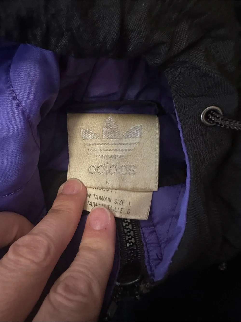 Vintage Adidas Men’s Black & Purple Hooded Jacket